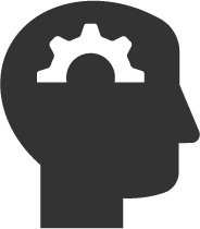 Risk Management Concept: Cognition - Icon of human head with cog for brain
